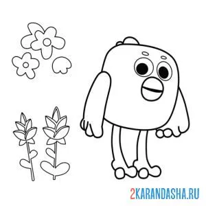 Раскраска ми-ми-мишки цыпа и цветочки