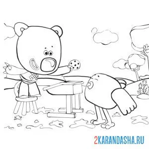 Раскраска ми-ми-мишки кеша и цыпа