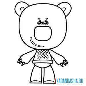 Раскраска кеша медведь ми-ми-мишки