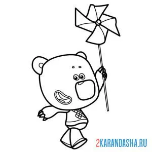 Раскраска кеша с вертушкой ми-ми-мишки