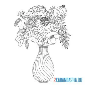 Раскраска ваза для цветов