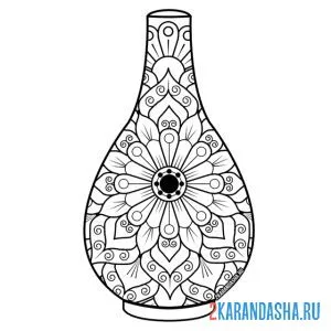 Раскраска ваза с индийским мотивом