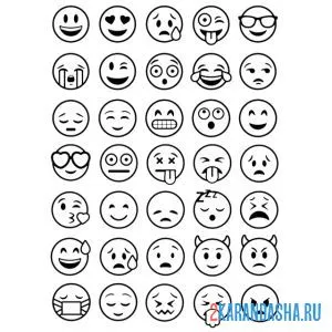 Раскраска смайлики все