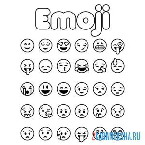 Раскраска emoji разные
