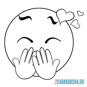 Раскраска смайл девочка влюблена