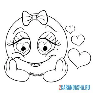 Раскраска влюбленный смайл