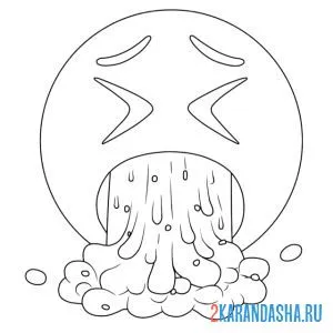 Раскраска смайлик тошнит