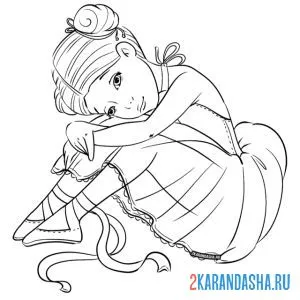 Раскраска балерина в пуантах задумалась