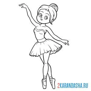 Раскраска балерина в красивом платье