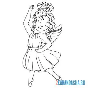 Раскраска ангел-балерина