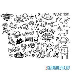 Раскраска наклейки для школы