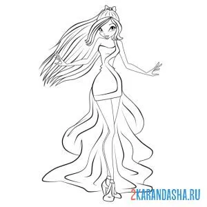 Раскраска winx в платье