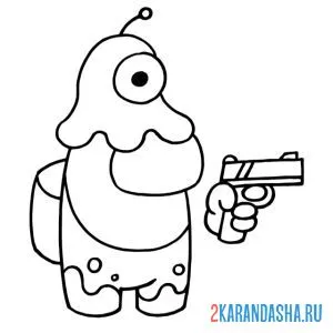 Раскраска амонг ас инопланетянин на голове