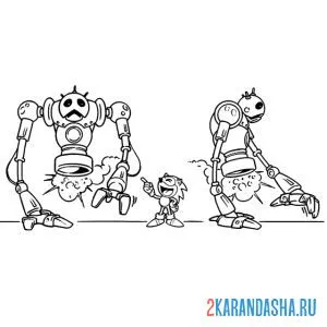 Раскраска соник смеется над роботами