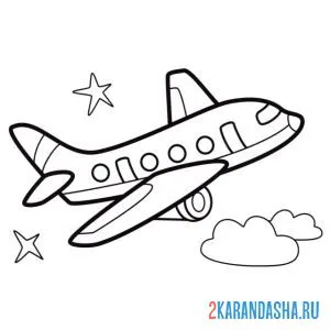 Раскраска детский самолет летит
