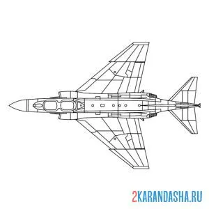 Раскраска вид сверху военный самолет