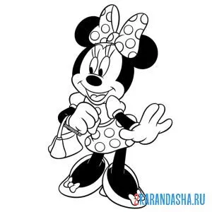 Раскраска минни - подружка микки мауса