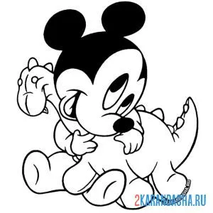 Раскраска микки маус малыш играет