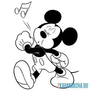 Раскраска микки маус свистит