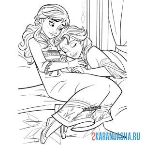 Раскраска анна и эльза любящие сестренки