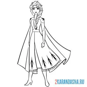 Раскраска серьезная королева эльза