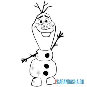 Раскраска олаф машет