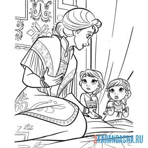 Раскраска мама с анной и эльзой