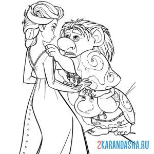 Раскраска эльза и тролли