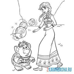 Раскраска анна и каменный тролль