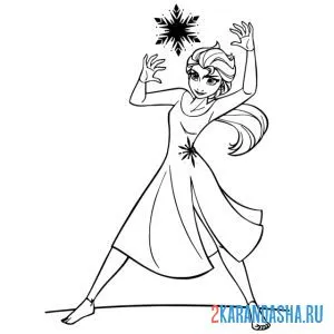 Раскраска эльза заморозила снежинку