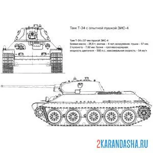 Раскраска танк т-34 чертеж модель