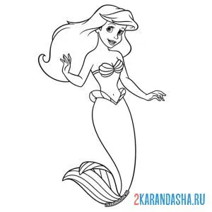Раскраска русалочка ариэль под водой