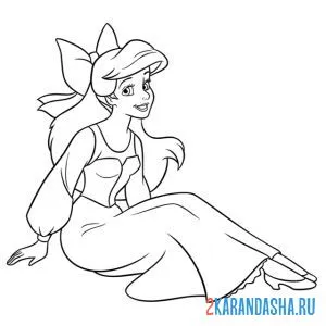 Раскраска русалочка ариэль в простом платье