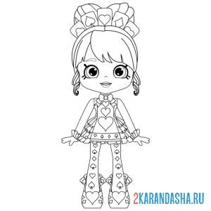 Раскраска шопкинс кукла квини хартс