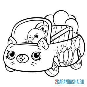 Раскраска шопкинс кабриолет с зайкой