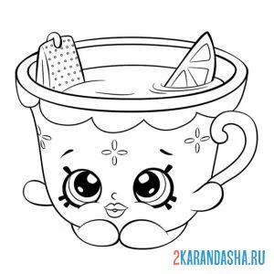 Раскраска шопкинс чашка чая с лимоном