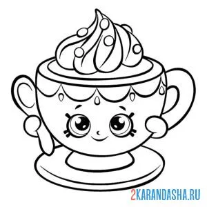 Раскраска шопка чашка тини