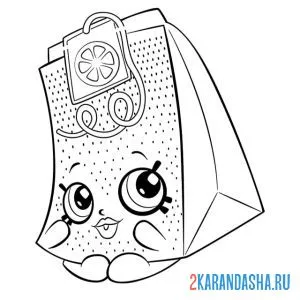 Раскраска шопкинс чайный пакетик