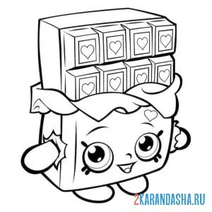 Раскраска шопкинс шоколадка с сердечками