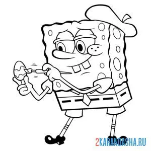 Раскраска губка боб раскрашивает яйцо