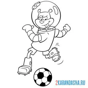 Раскраска сэнди играет в футбол