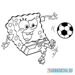 Раскраска губка боб играет в мяч