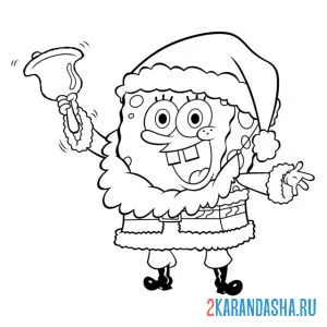 Раскраска губка боб санта клаус