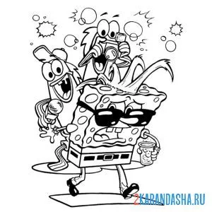 Раскраска губка боб и другие рыбы