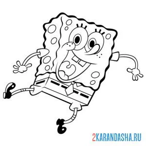Раскраска губка боб скачет