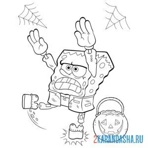 Раскраска губка боб хэллоуин