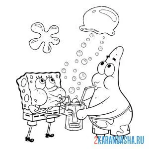 Раскраска губка боб мыльный пузырь