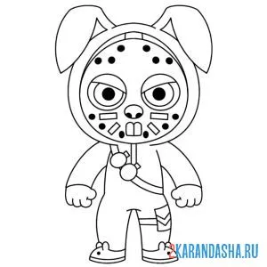Раскраска кролик в маске