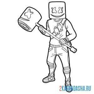 Раскраска маршмеллоу с кувалдой