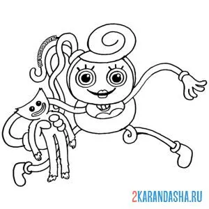 Раскраска длинноногая мама хагги вагги